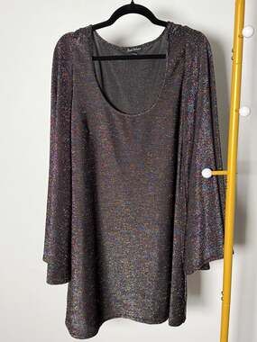 Smak Parlour Downtown Scene Mini Flare Dress in Black & Multicolor Sparkle